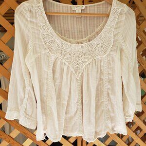 KENAR Vintage sheer gauzy white crochet festival renaissance top Size Medium